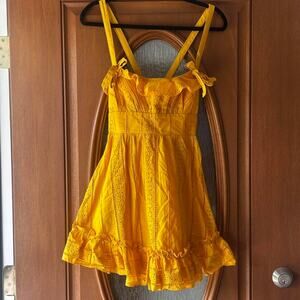 Brand new with tags indikah Yellow Lace Dress Adjustable Straps Summer